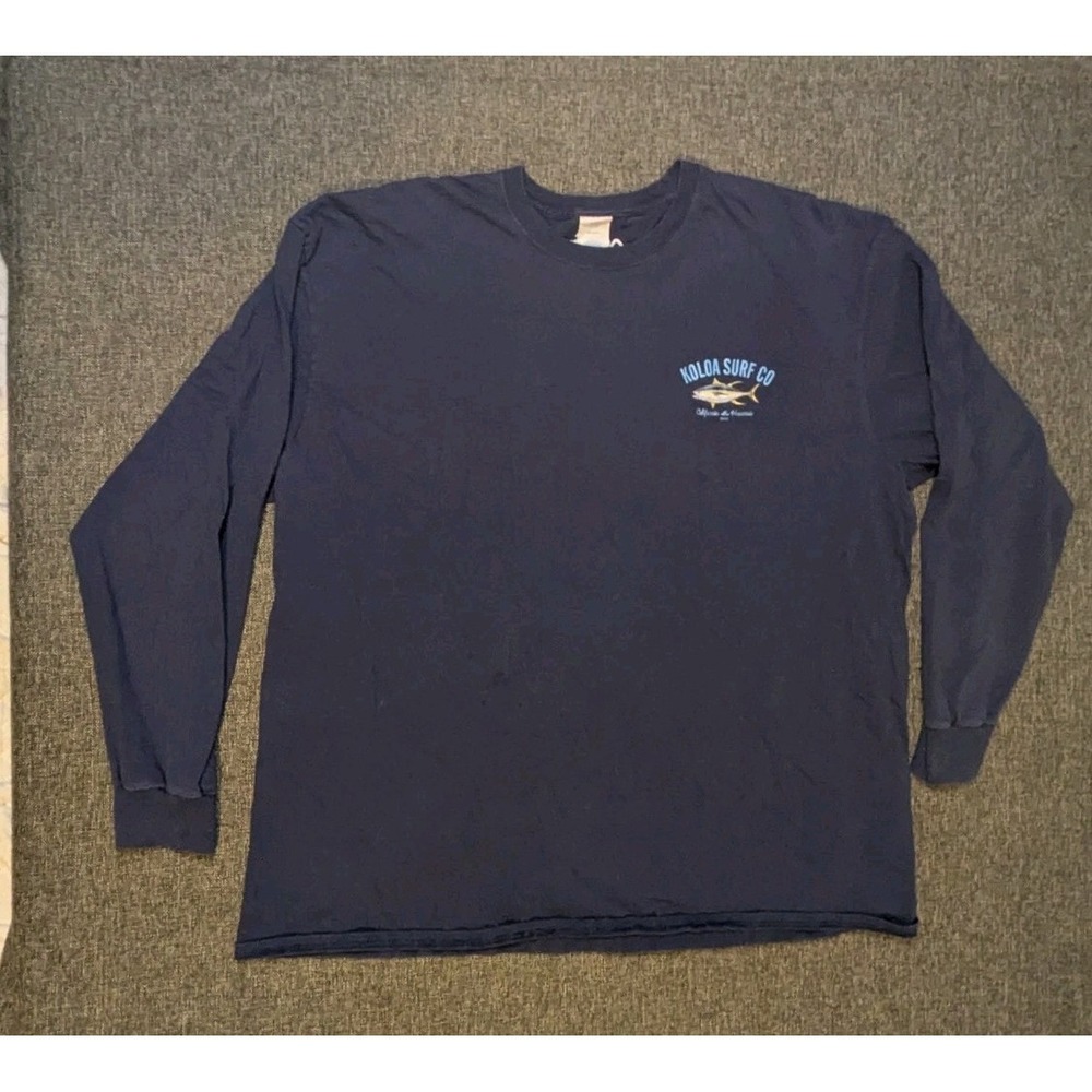 Koloa Surf Long Sleeve T Shirt Mens 3XL Navy Blue Surfboard‎ Graphic Hawaii Tee